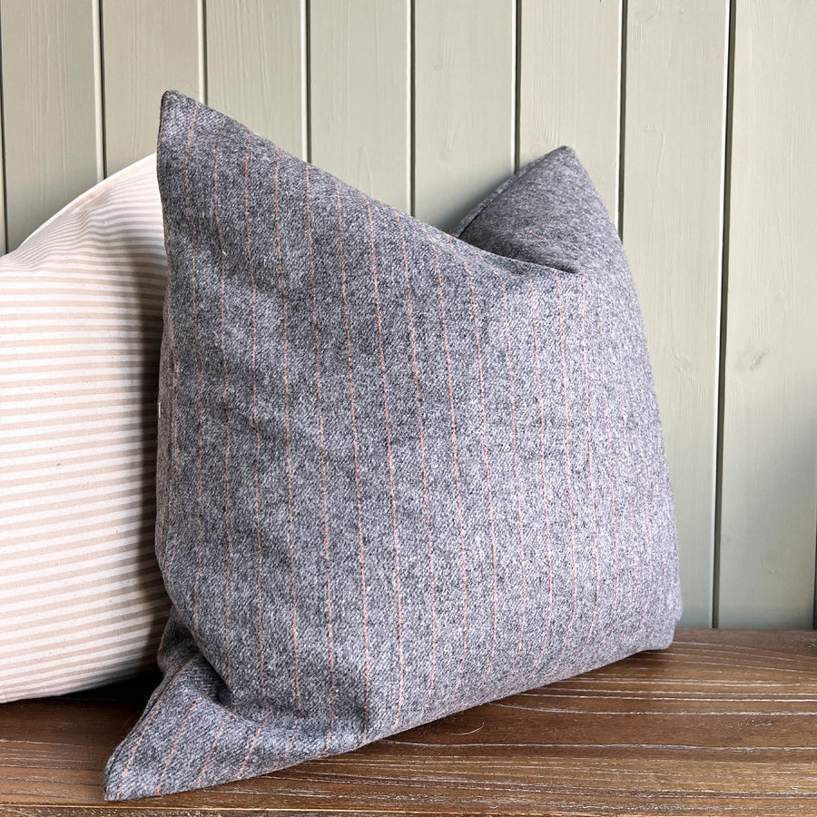 Elliott Pin Stripe Wool Blend Feather Cushion