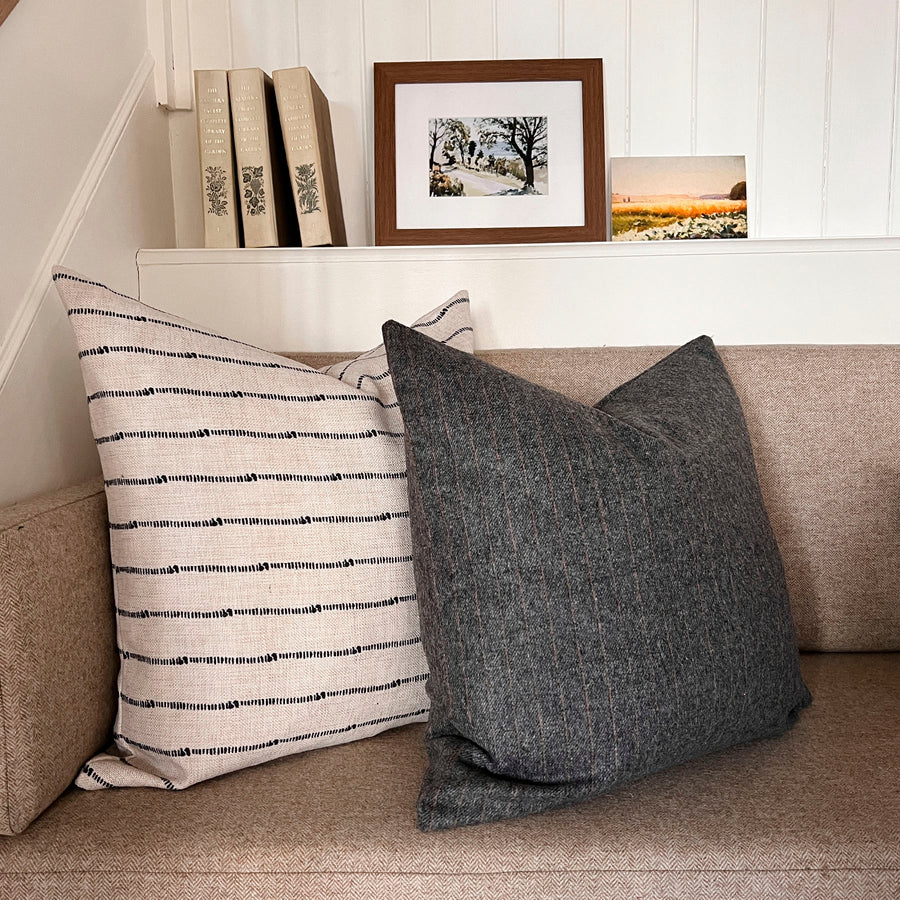 Elliott Pin Stripe Wool Blend Feather Cushion