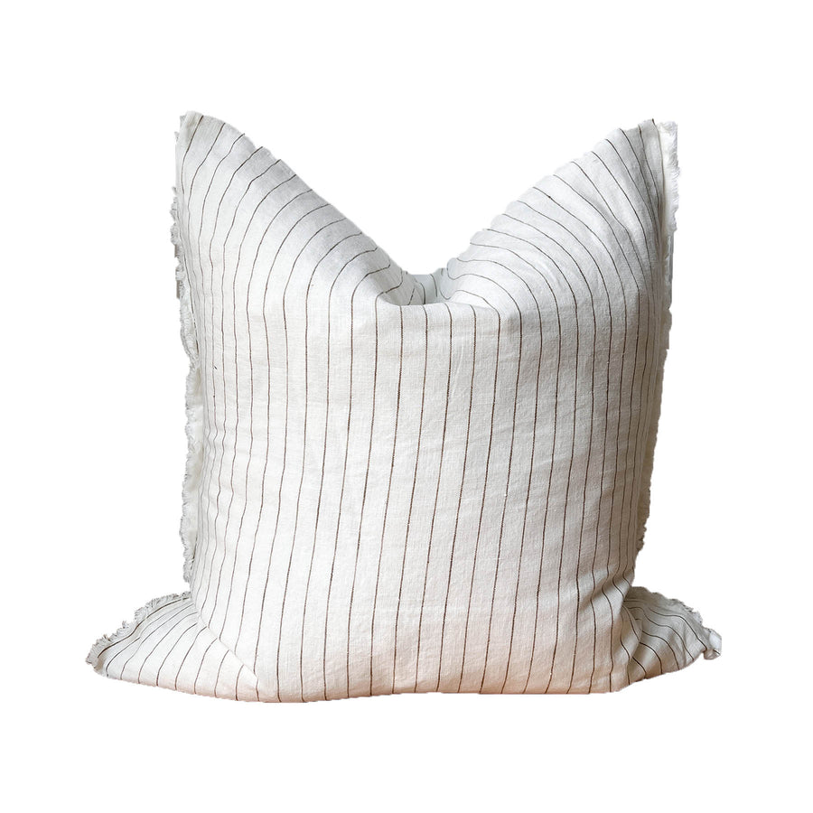 Lottie Linen Frill Feather Cushion