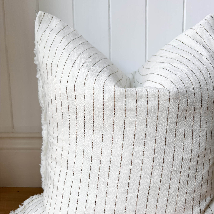 Lottie Linen Frill Feather Cushion