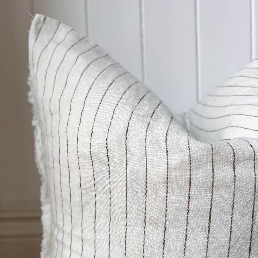 Lottie Linen Frill Feather Cushion