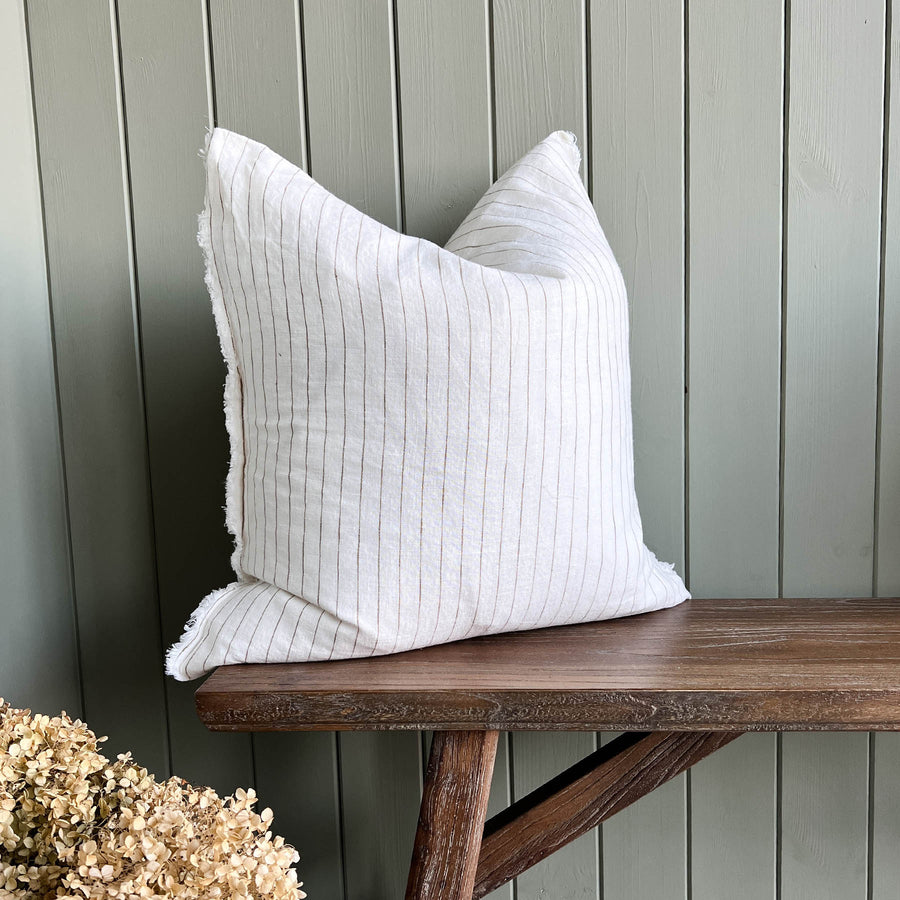 Lottie Linen Frill Feather Cushion