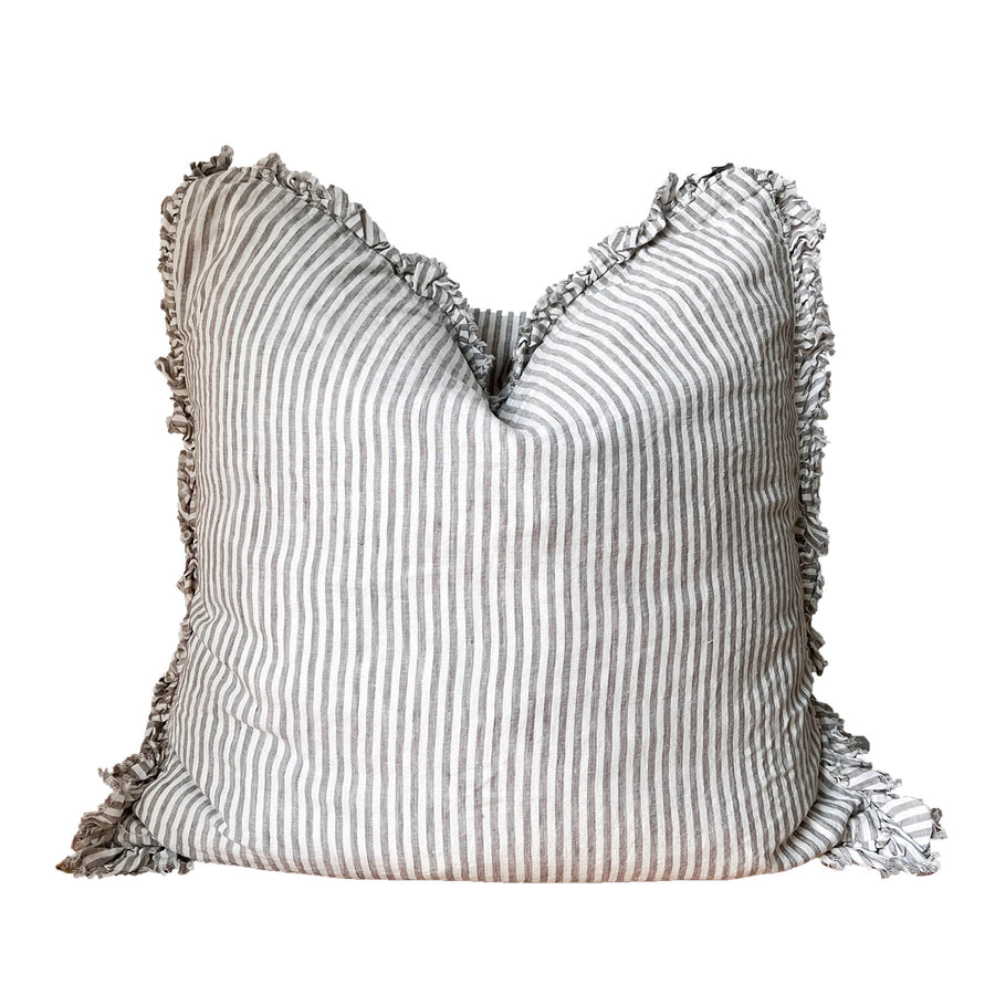 Polly Linen Frill Large Feather Cushion Studio16 Interiors