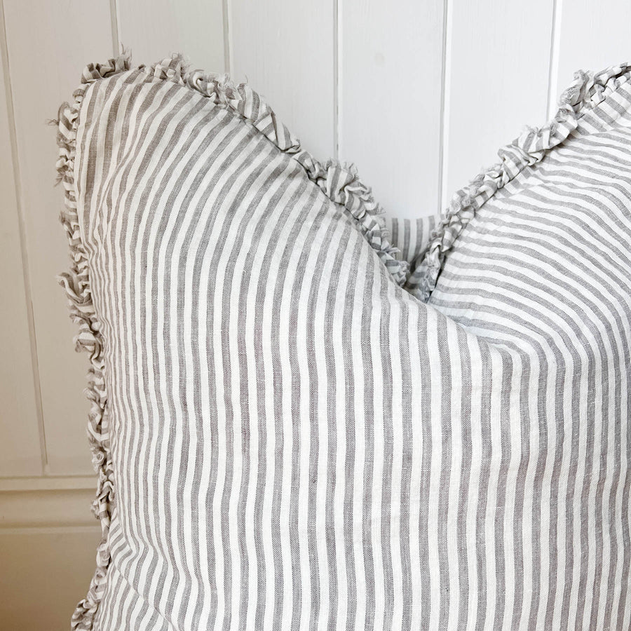 Polly Linen Frill Large Feather Cushion