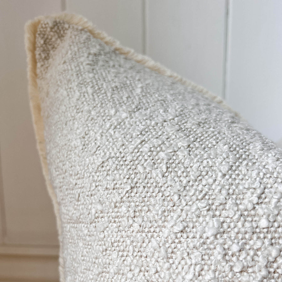 Eliza Boucle Frill Feather Cushion